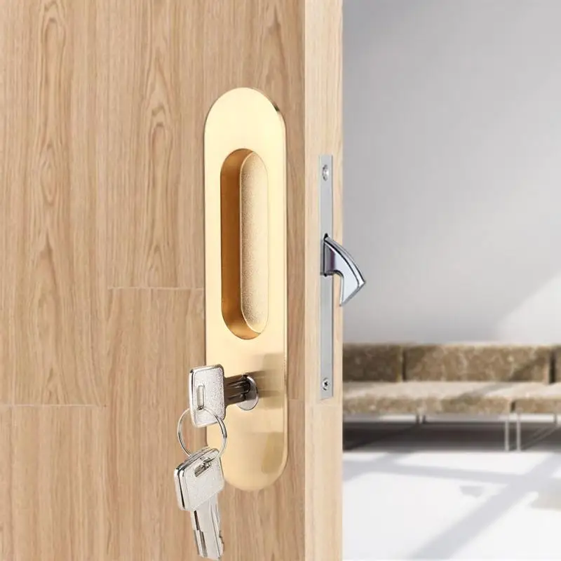 

Sliding Door Lock Handle Anti-theft with Keys For Barn Wood Furniture Hardware Door Latch Lock for Double Doors Cerradura