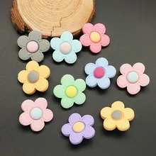 Мода красота 10 шт. Смешанные Красочные Смола Цветы 20 мм Кнопки fit оснастки браслет оснастки jewelry NS0041