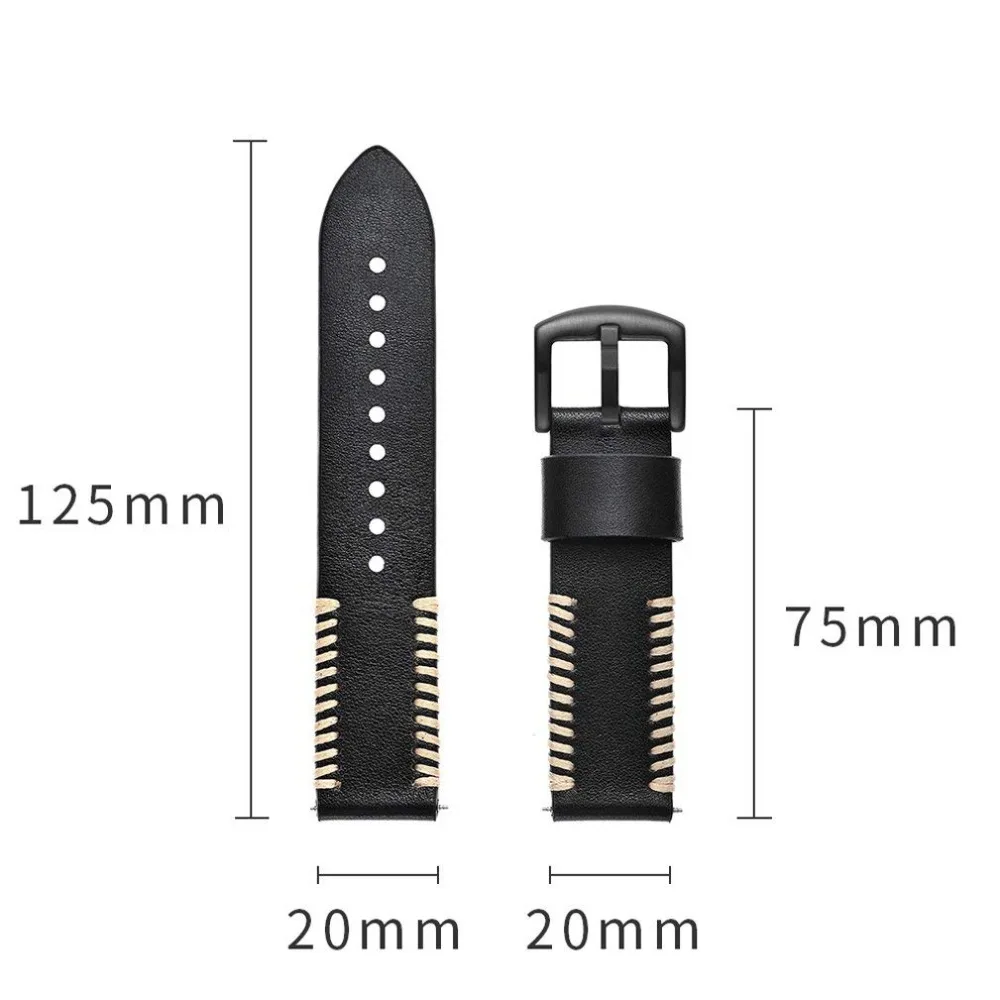 20MM Genuine Leather Replacement Watch Band Wrist Strap Bracelet for Xiaomi Huami Amazfit Bip Smart watch Small Large (4)