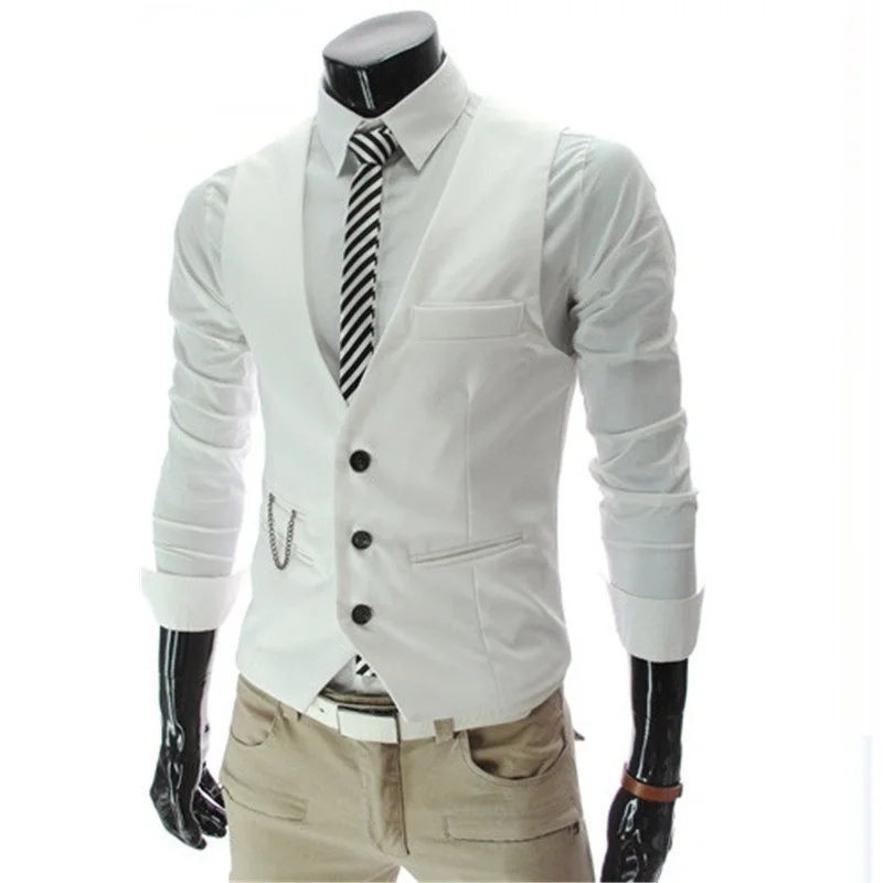 Мода 2018 Новое поступление мужской костюм жилеты Для мужчин; встроенная досуг жилет Повседневное Бизнес Жилеты Топы три кнопки 3 цвета M-2XL