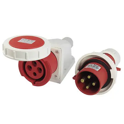 

32A Splash Proof 4 Pin IEC309-2 Industrial Panel Mount Plug Connector