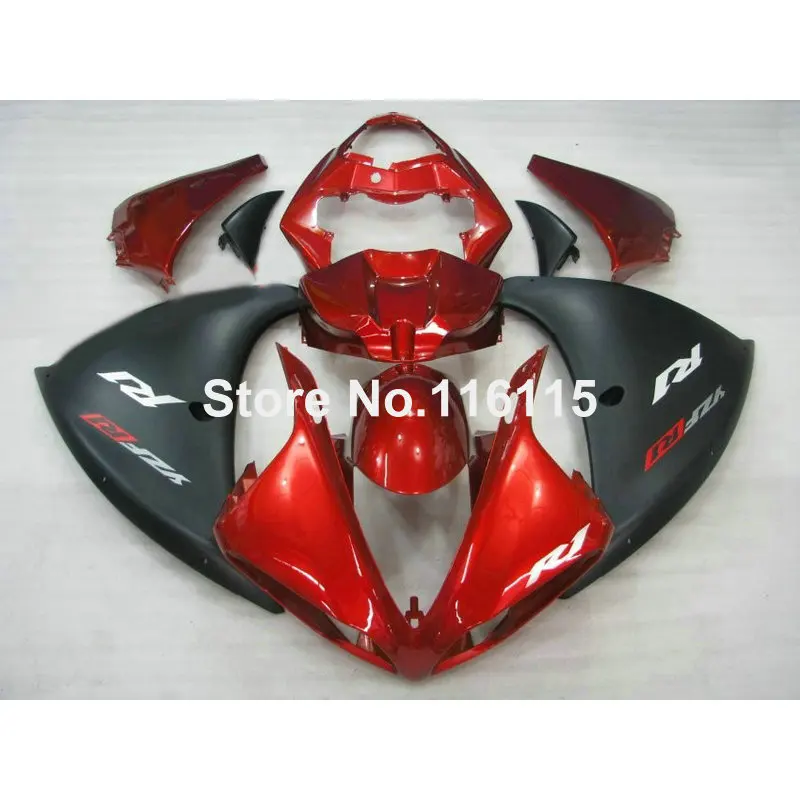 Литья под давлением 7 подарки обтекателя комплект для YAMAHA YZF R1 2009- YZF-R1 09-13, 14, 15 лет, матовый черный красный Обтекатели для кузова Комплект CQ73
