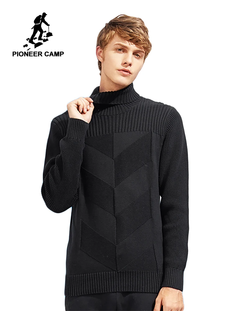 Пионерский лагерь новый стиль водолазка свитер брендовая мужская одежда мода на осень-зиму пуловер трикотаж двойной воротник AMS701376