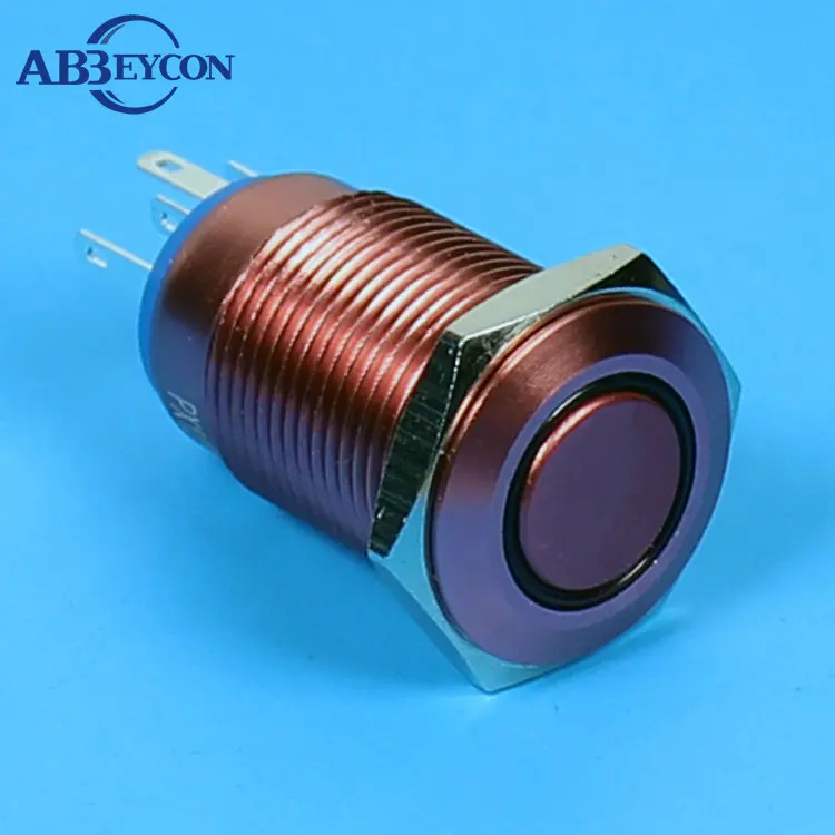 TY 1645Z red/pink 16mm High round 12VDC ring LED illuminated metal pushbutton latching switch | Обустройство дома