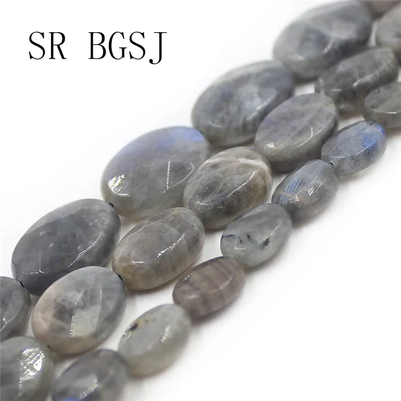 

Free Shipping 8x12mm 10x14mm 13x18mm Faceted Gray Labradorite Gems Oval Natural Stone DIY Beads Strand 15"