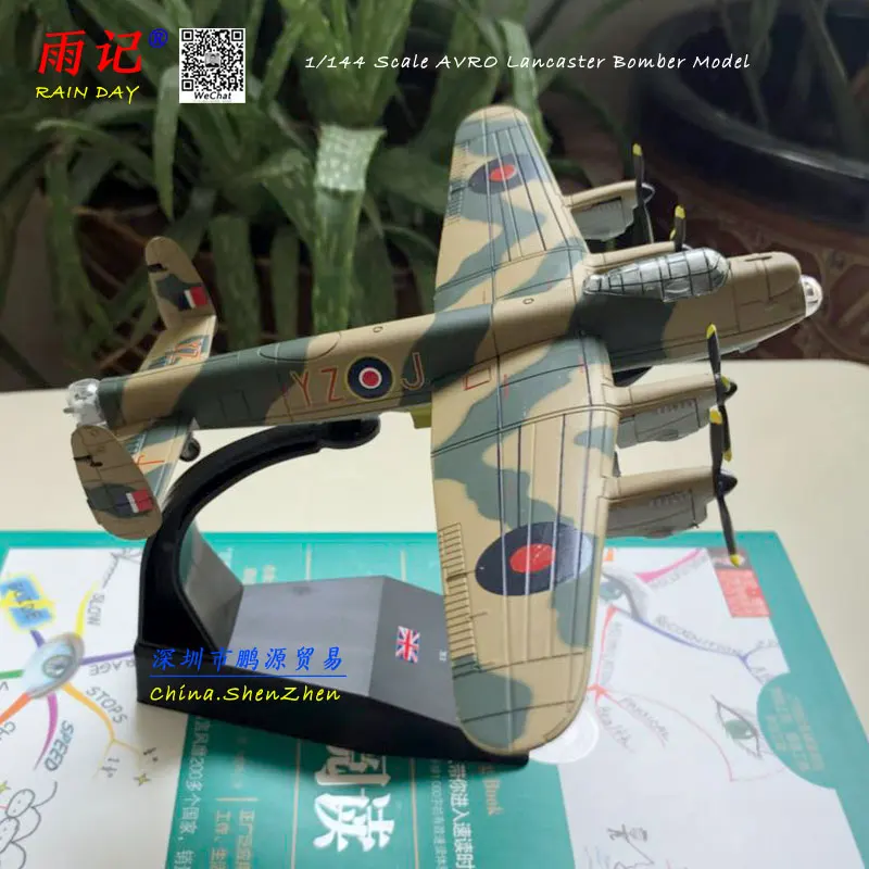 AMER 1/144 Military Model Toys AVRO Lancaster Bomber Fighter Diecast Metal Plane Model Toy for Collection/Gift/Decoration