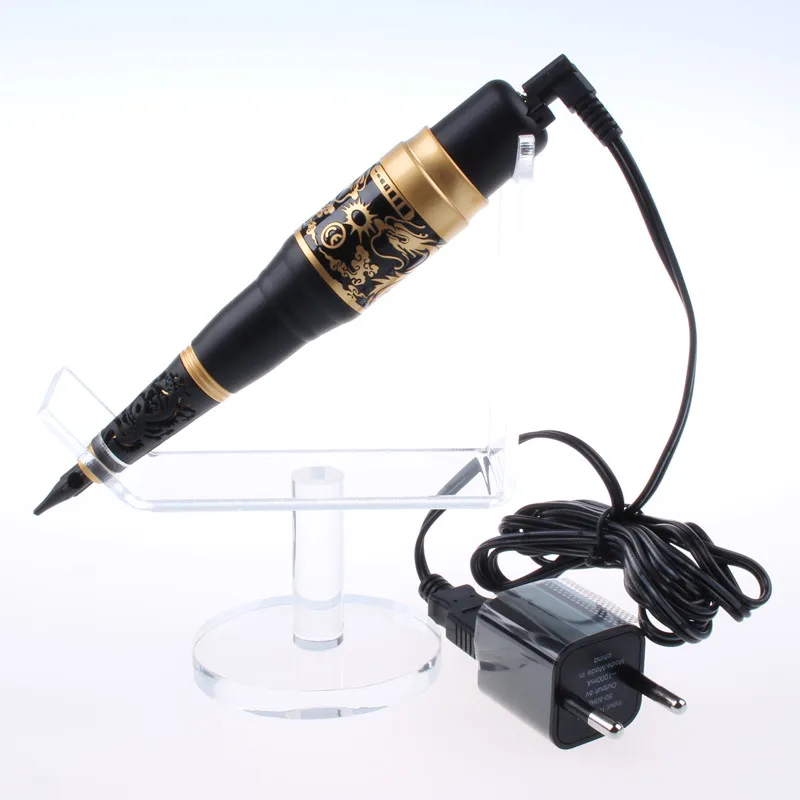 Golden Electric Tattoo Dragon Gun Kits Professional Permanent Makeup Stainless Machine Pen For Eyebrow Lips Cosmetics 110V-240V