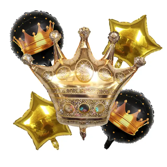 Online Shop 5pcs Set Large Golden Crown Foil Balloon Set Birthday