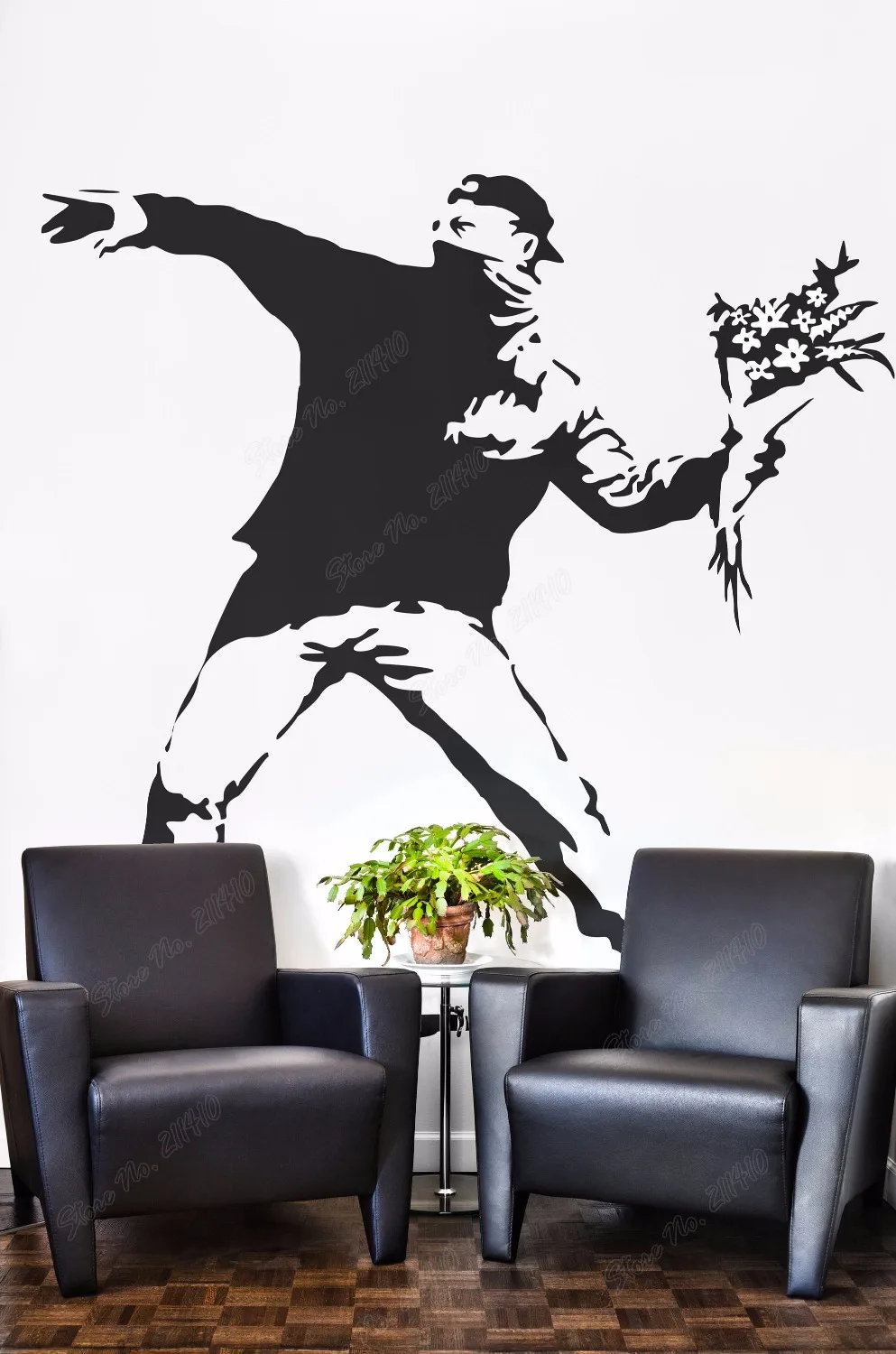

Banksy The Flower Protester Wall Decal Sticker Banksy Style Wall Decal Bedroom Decor Removable Vinyl Art Wall Sticker B139