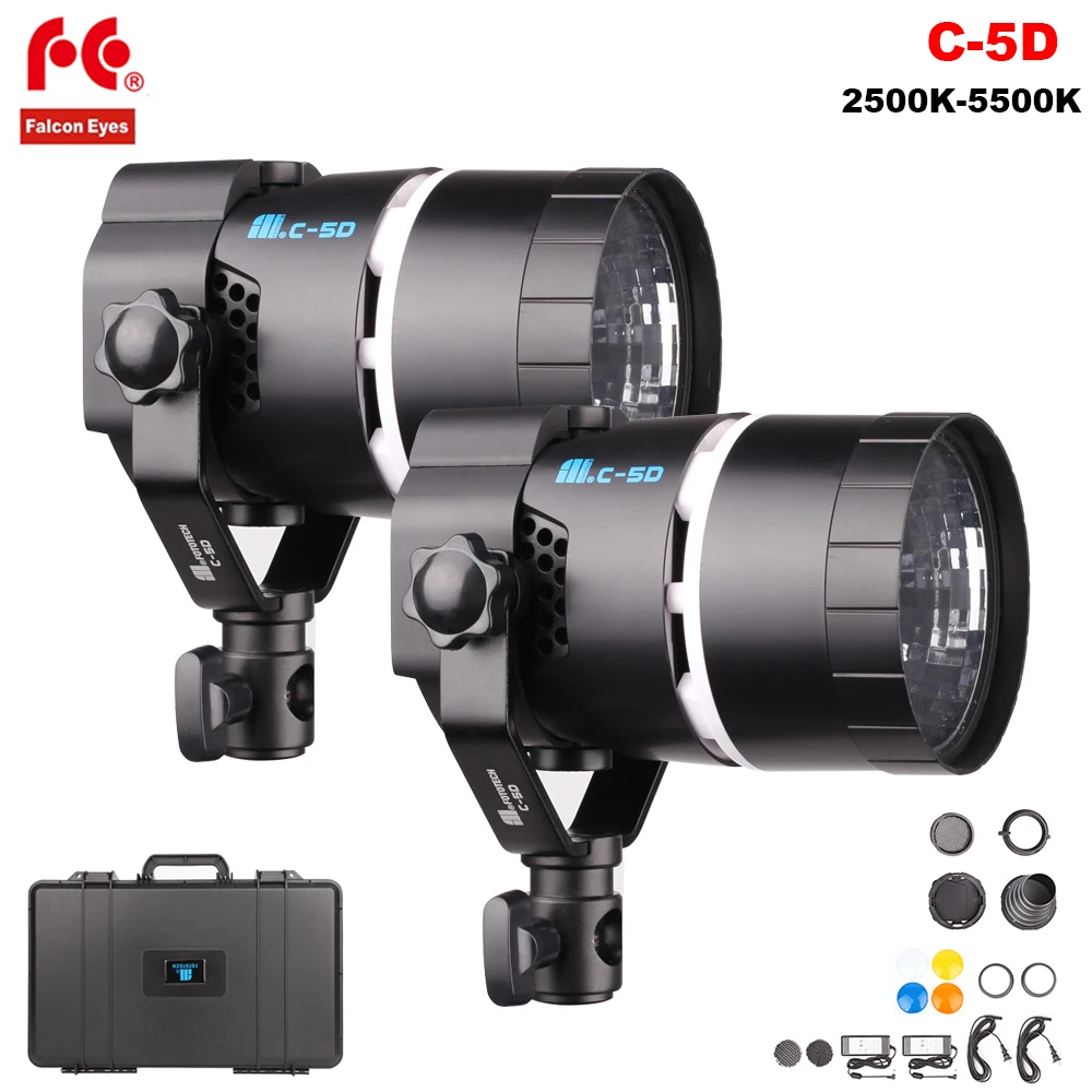 

Falconeyes C-5D LED Video Light Photo Studio Lighting 50W Bi-Color Dimmable 2500K-5500K Camera Photography Spotlight Light Lamp