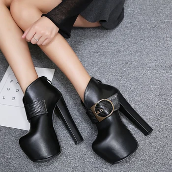 

Platform Boots 2020 Fashion Thick Heel Ankle Boots Women High Heels Autumn Winter Woman Shoes short boots botas feminina YMA61-1