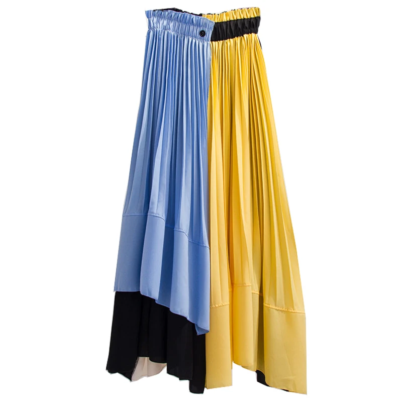 Летняя шифоновая повседневная юбка, многослойная разноцветная Асимметричная плиссированная юбка, съемная длинная юбка A-word, юбка средней длины