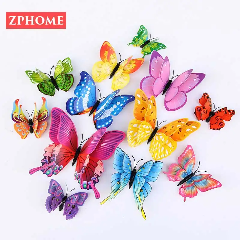 

3d three-dimensional double-layer simulation butterfly pvc color butterfly wall sticker creative home living room decoration
