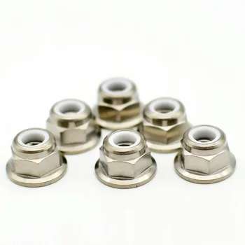

Titanium Nut with Plastic Antiskid M6 M8 M10 Flange Nylonlock Nut Ti color Hexagon Titanium Screw Nuts Ti fastener Pack of 4pcs
