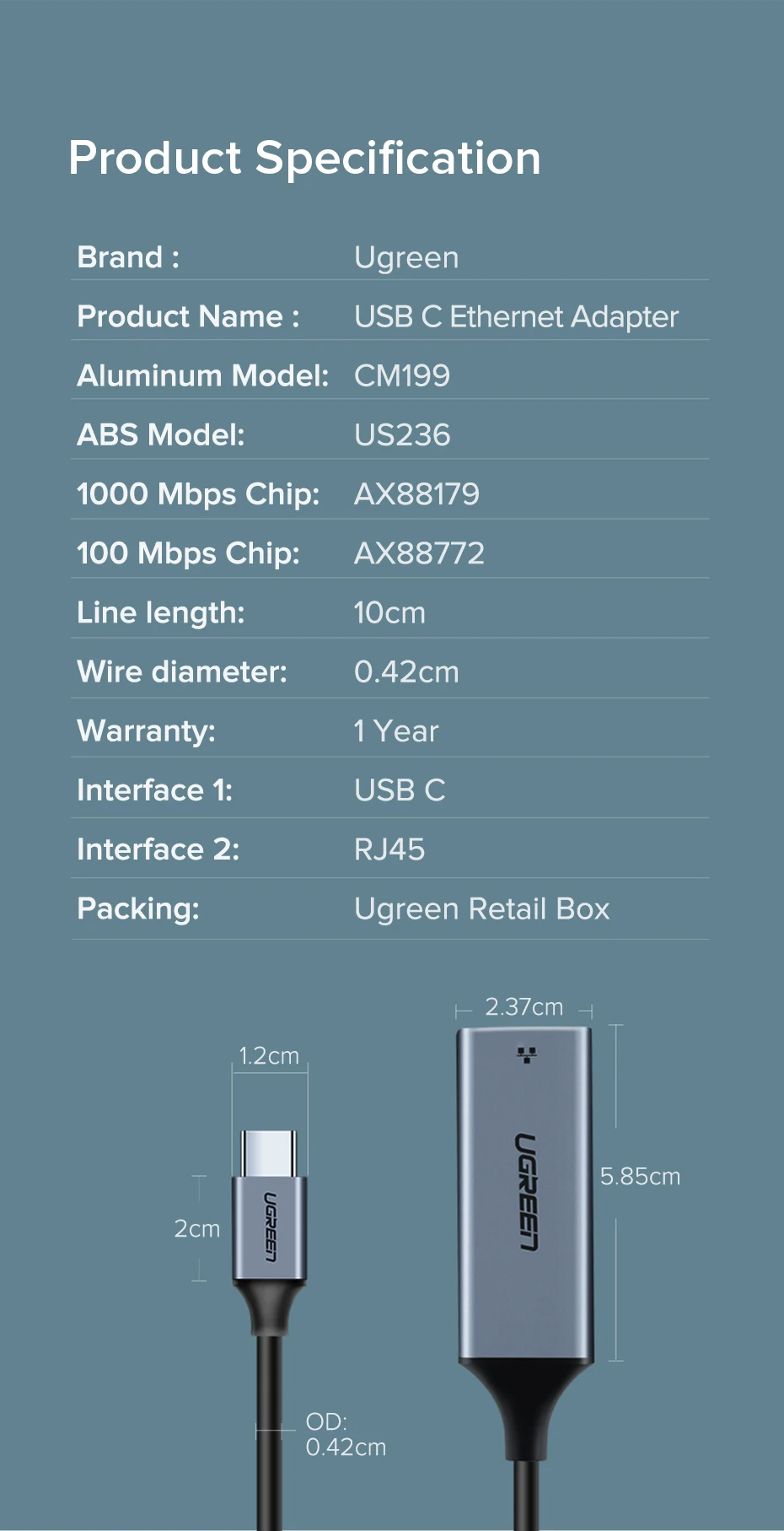 Ugreen USB C Ethernet USB-C RJ45 Lan адаптер для MacBook Pro samsung Galaxy S9/S8/Note 9 type C сетевая карта USB Ethernet