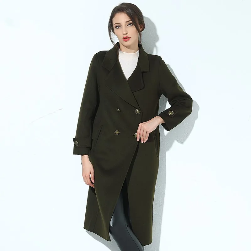 JECH Winter Autumn Long Women Cashmere Wool Vintage Coats