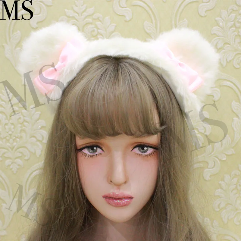 

Hand-made original Lolita Bear Ear Furry Hand-made Hair Hoop KC Hair Belt Lolita Headdress