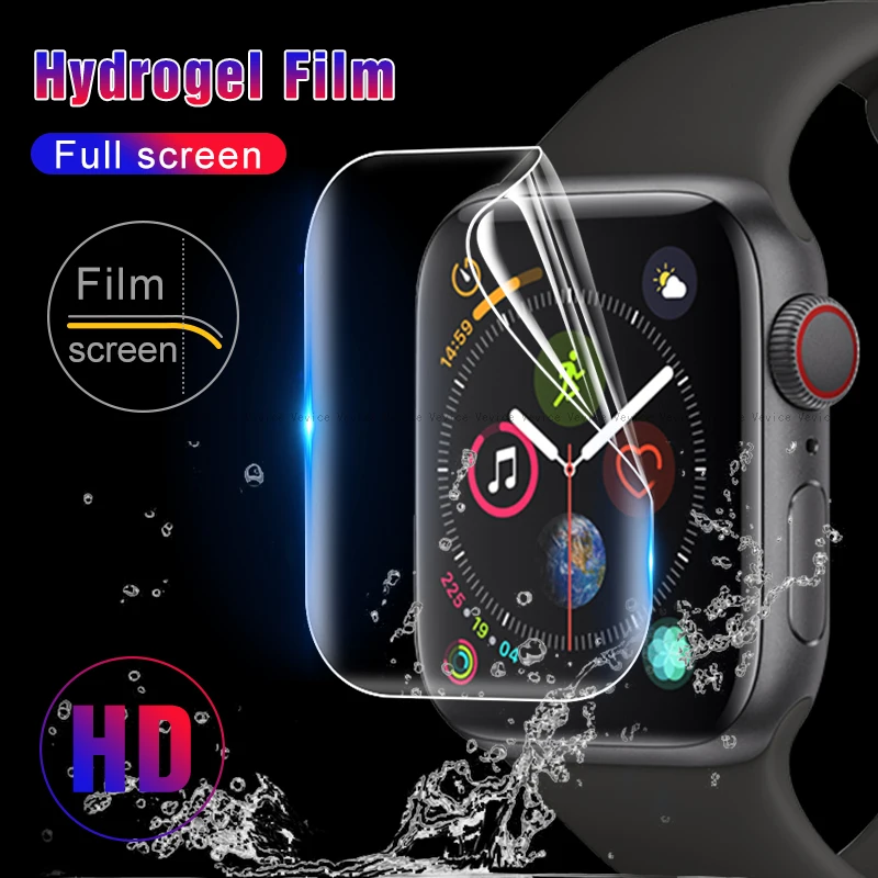 9D изогнутое закаленное стекло для iWatch 1 2 3 4 5 Защитная мягкая Гидрогелевая пленка для Apple Watch 38 40 42 44 мм защита