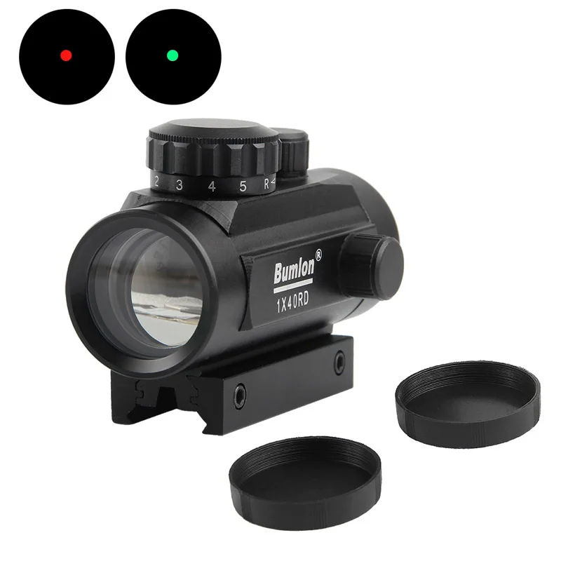 Тактический голографический прицел Bumlon 1x40 Red Dot Sight страйкбол прицел красный зеленый точка/Крест волос прицел охотничий с 11 и 20 мм рейка - Цвет: Dot