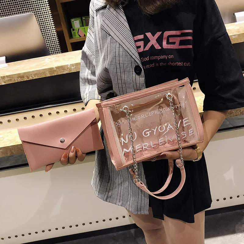 

Satchel Handbag Women Bag Clear Jelly Transparent PVC Bag Candy Color Tote Bag Designer Purse Bolsa femininas Crossbody Bag
