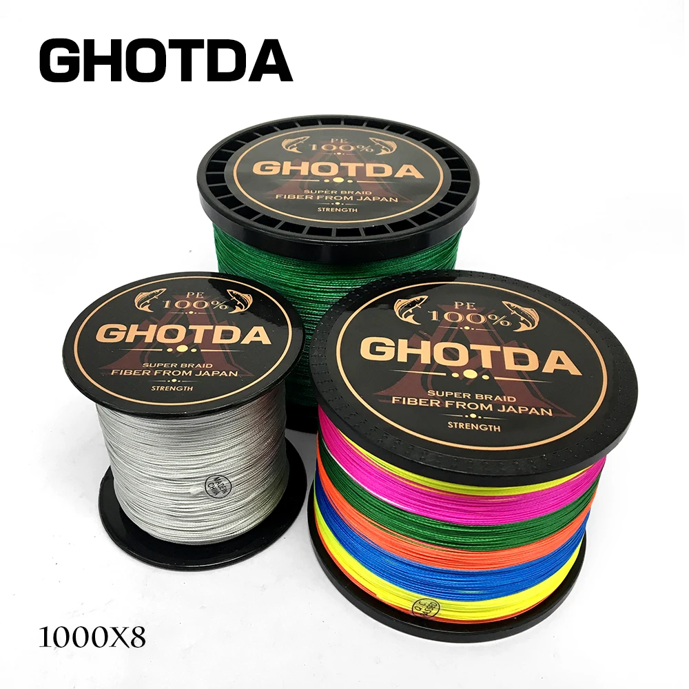 GHOTDA العلامة التجارية خيط صنارة الصيد 1000 متر 8 السواحل PE مضفر المتعددة الشعيرات سلك 15 20 30 40 50 60 80LB