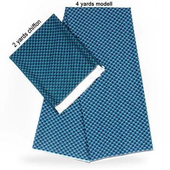 

2 Pcs Set 4 Yards African Ankara Prints Modell Material & 2 Yards Chiffon Ankara Chiffon Fabric YBXM-24