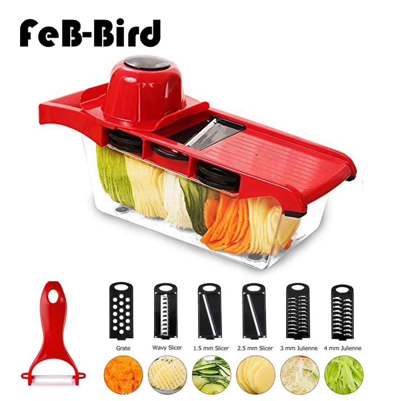 Multifunction Fruit Vegetable Cutter Slicer, 6 Blades with Peeler for Patato Onion Cheese
