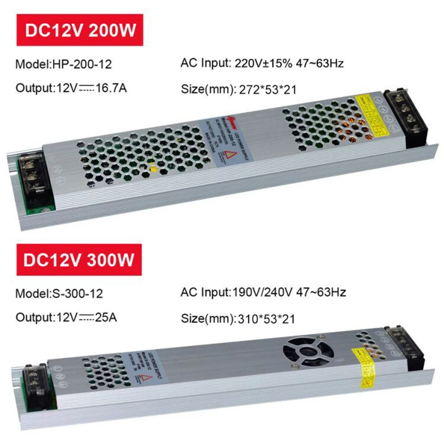 AC190-240V Ultra Thin LED Power Supply DC12V 5V 24V 60W 150W 200W 300W 400W Led Driver Lighting Transformers for LED Strips