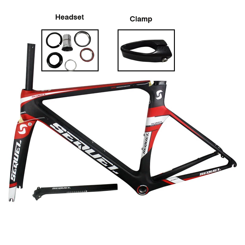Top 2019 Seuqel DCRF07 carbon bike road frame T800 BB30/BSA OEM color carbon bicycle frame for high people 45
