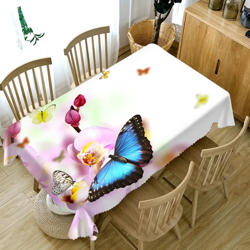 

3D Waterproof Table Cloth Colorful Flower Rectangular Round Table Cover Wedding Party Dinner Customizable Tablecloth Home Decor