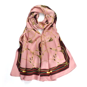 

Women'S Autumn And Winter Silk Scarves 100% Silk Pink Printed Scarves Long Quality Natural Fabric Soft And Comfortable