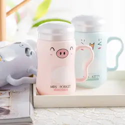 Тысячи легко мультфильм животных чашка керамическая кружка с крышкой основная молоко чашки офис выпить стакан воды