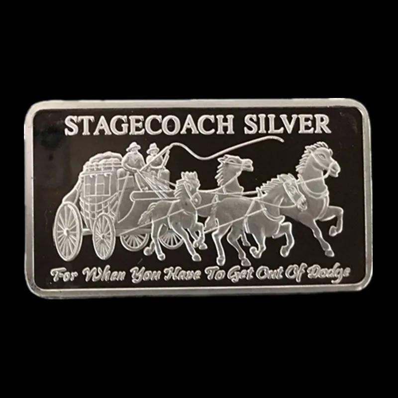 5 шт. Немагнитный совершенно новый Stagecoach слиток бар с серебряным покрытием монета