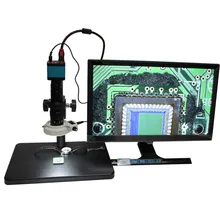 Industria de 14MP HD HDMI USB Digital Video Microscopio Cámara Set + 180X Óptica Lentes de montura C + Soporte Ajustable 144 Luces LED + Holder