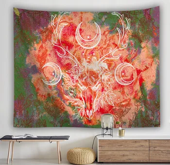 

deer skull bohemia tapestry wall hanging bedroom living room decoration moon star indian dream catcher wall carpet