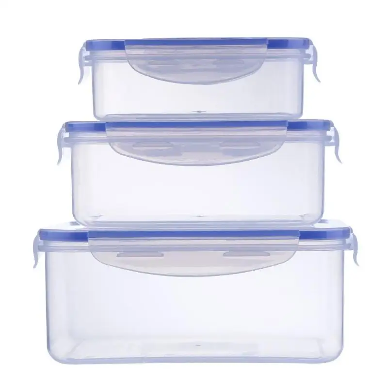 

Food Storage Bento Box Fruit Vegetable Fresh Keeping Sealed Microwavable Square Crisper Transparent Lunch Box Kitchen Container