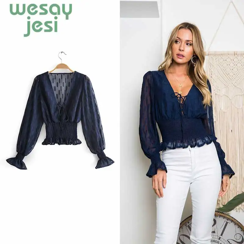 

Women Elegant Mesh Shirts Summer Plus Size Casual transparent Women Blouse long sleeve Street Womens Tops Blouses