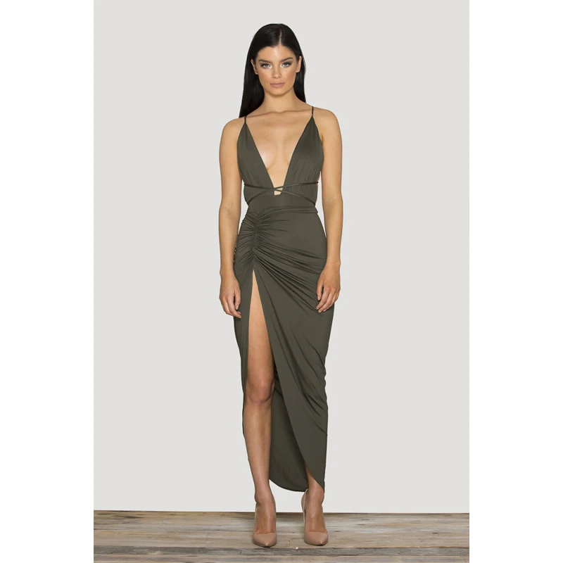 plunge maxi dress with split