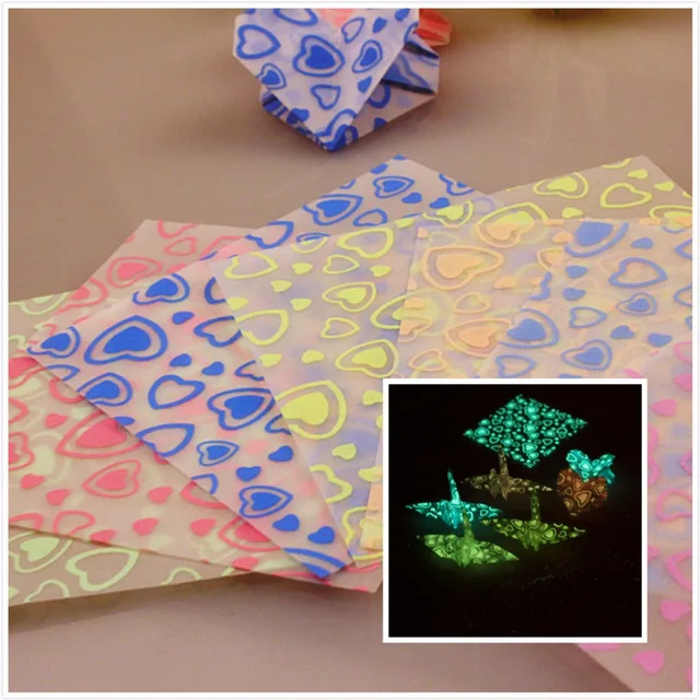 100pcs Lot Glow In Dark Origami Paper Folding Luminous Craft Heart DIY Gift Decor 100pcs Lot Glow In Dark Origami Paper Folding Luminous Craft Heart DIY Gift Decor