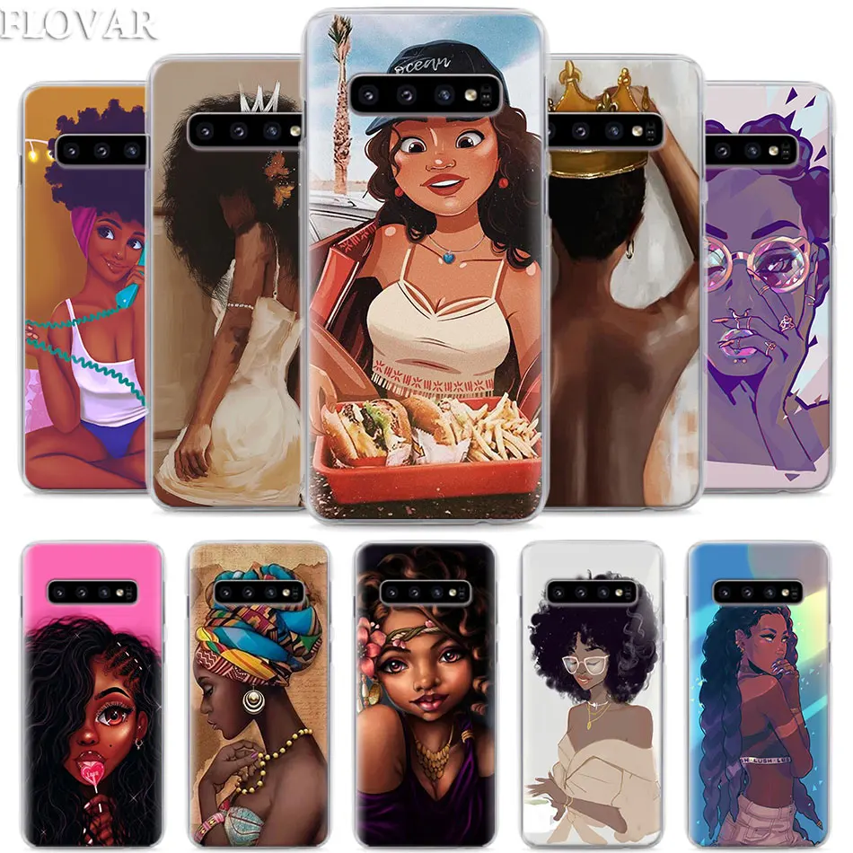 

Beautiful Afro Girls Phone Case for Samsung Galaxy S10e S10 Plus S7 S8 S9 Plus Note 8 9 M10 M20 M30 Hard Case Coque