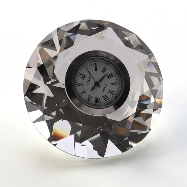 

nice Diamond shape crystal table clock Home decoration Crystal souvenir