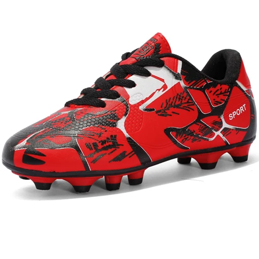 Длинные шипы, футбольные кроссовки для мальчиков, детские кроссовки для улицы, детские футбольные бутсы, спортивная обувь для тренировок, спортивная обувь - Цвет: Red Soccer Shoes