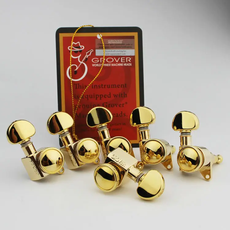 

Deluxe Grover Machine Heads Tuners Lock string button Guitar Tuning Pegs 6R / Set