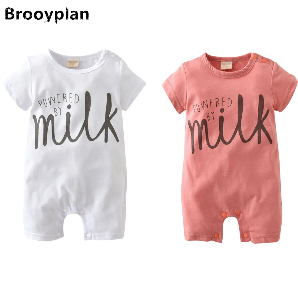 

2019 Hot Sale Summer Baby Boys Girls Romper Newborn Toddler Clothes Short-sleeved Letter Milk Infant Jumpsuit Leisure Outfits