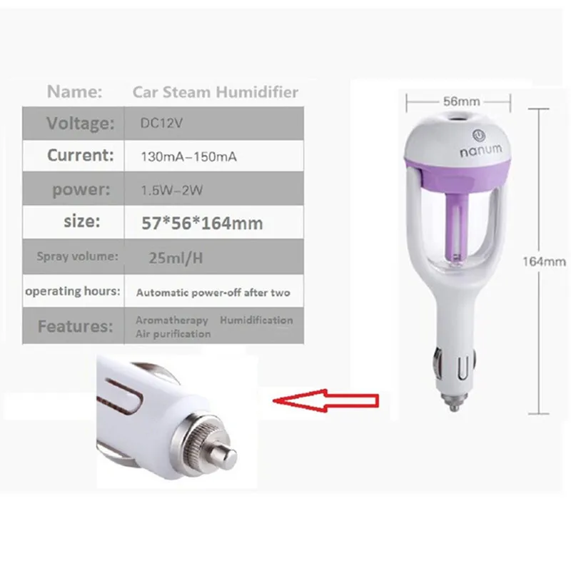 12V ароматизатор для машины автомобильный паровой увлажнитель Портативный мини Воздухоочистители освежитель эфирное, туманный распылитель, фоггер