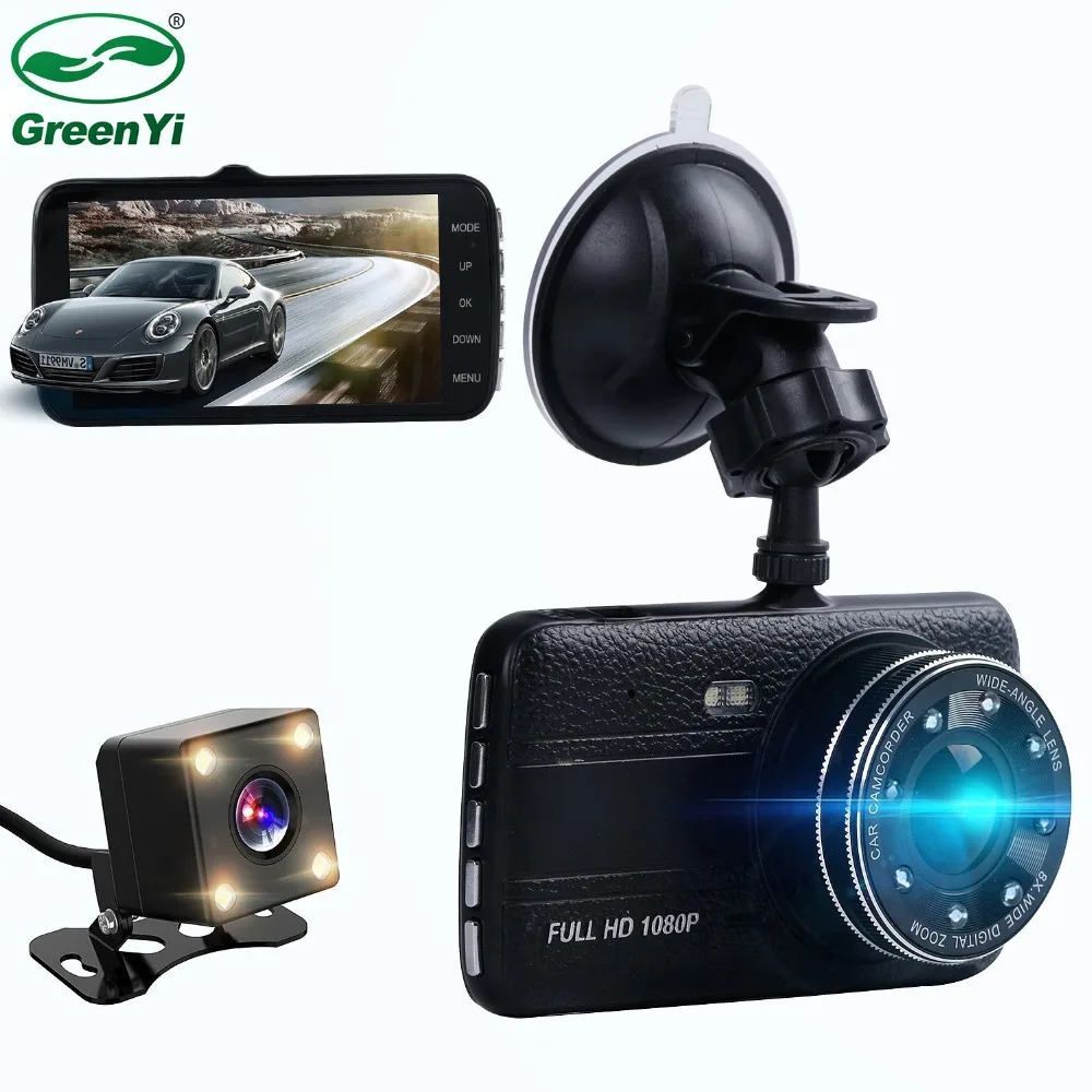 

Dual Dash Car DVR Camera Monitor Front Rear Camera 4.0" Screen Parking Monitor ,170 Degree Full HD 1080P Vehicle DVR Recordar