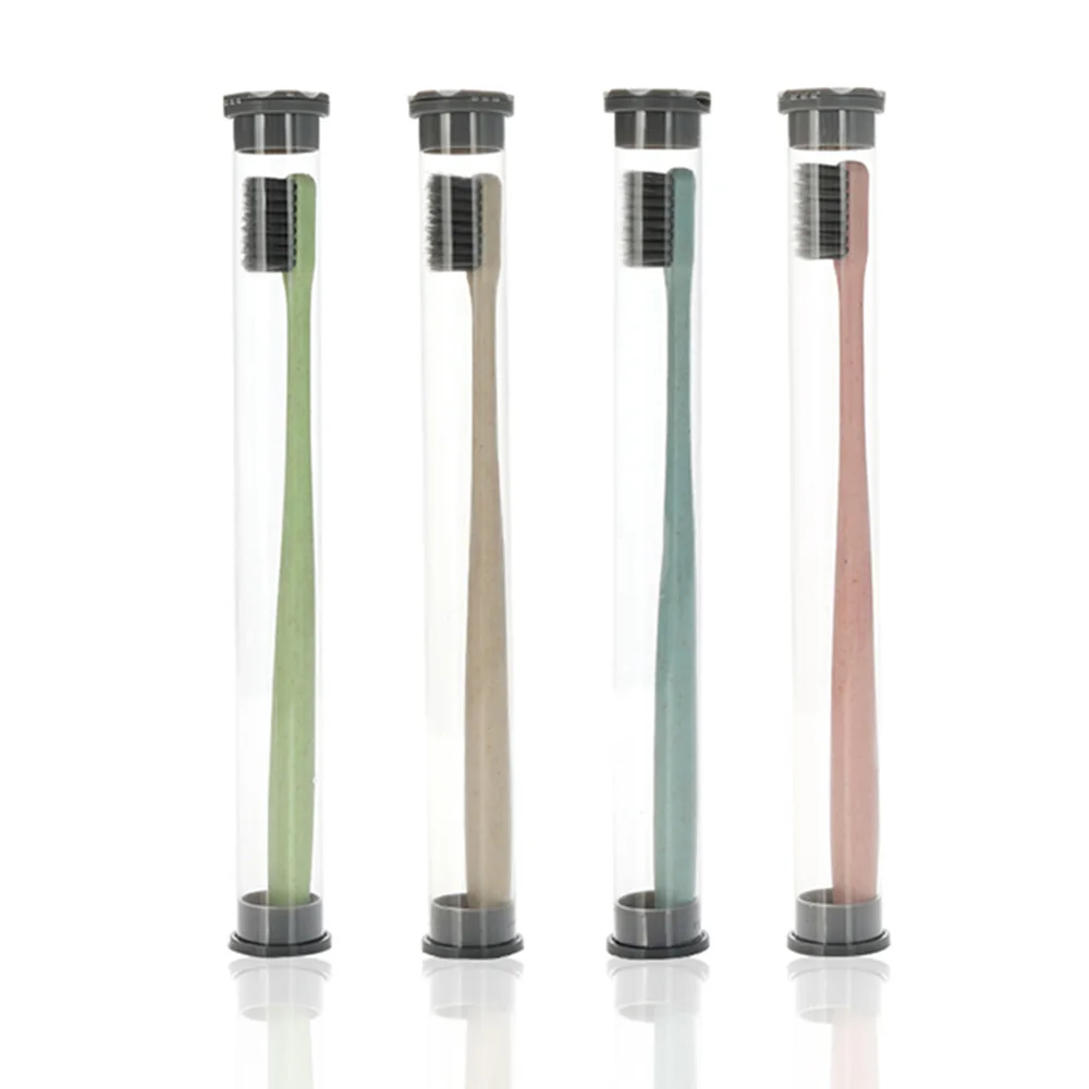 1 шт. ультра мягкая бамбуковая зубная щетка из древесного угля пшеничная соломенная зубная щетка с ящиком для хранения уход за полостью рта для детей и взрослых угри