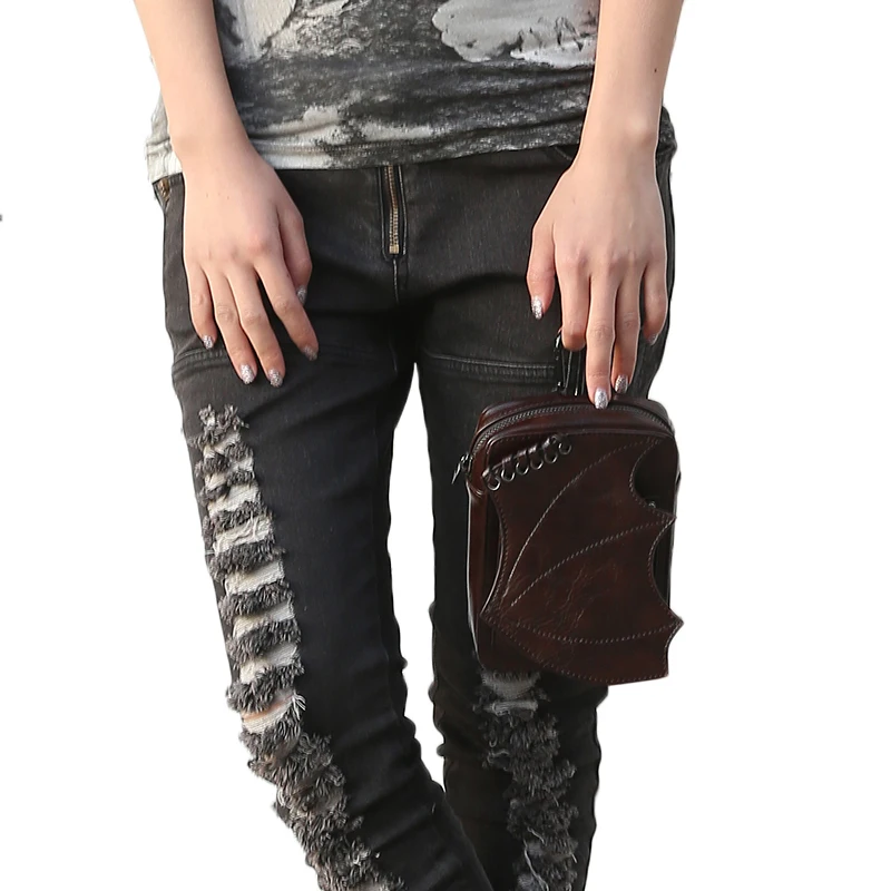 Панк поясная сумка Для женщин Готический Винтаж Mini Crossbody Курьерские сумки