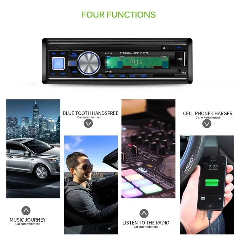 Автомобильный Bluetooth стерео аудио в тире MP3 радио плеер с ИК-пультом дистанционного управления DC 12 В Поддержка USB SD AUX FM приемник