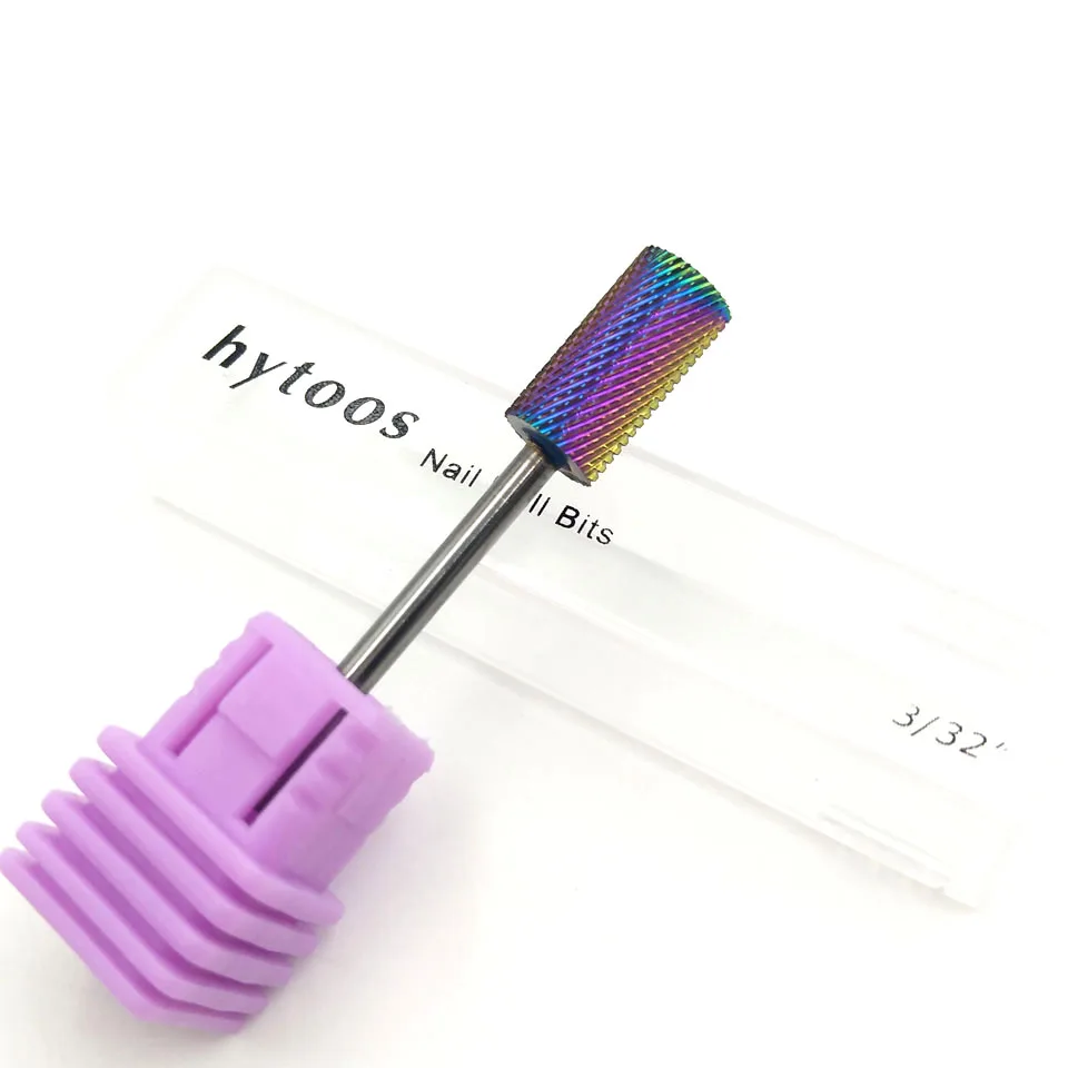  HYTOOS 5 Type Rainbow Coating Tungsten Carbide Burrs Nail Drill Bit Metal Bits For Manicure Drill A